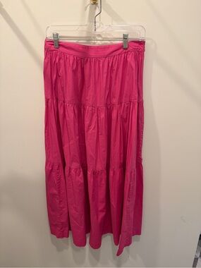 Staud Tiered Midi Skirt in Pink